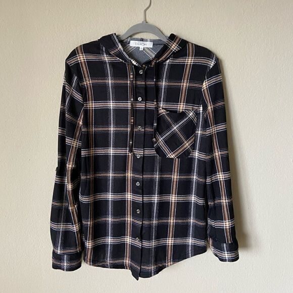 Eden & Olivia Black Shirt Button Down Plaid Size M - Picture 3 of 8